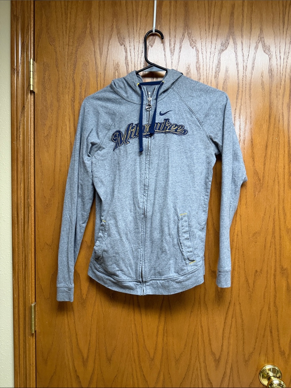 Nike Women's Gray Milwaukee Full-Zip Hoodie with Navy Script